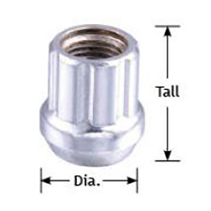 OPEN SPLINE ACORN LUG NUTS-6 SPLINE